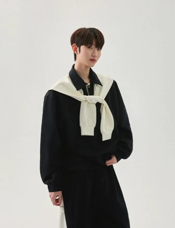 Cape Lapel Sweatshirt Suit with Pants