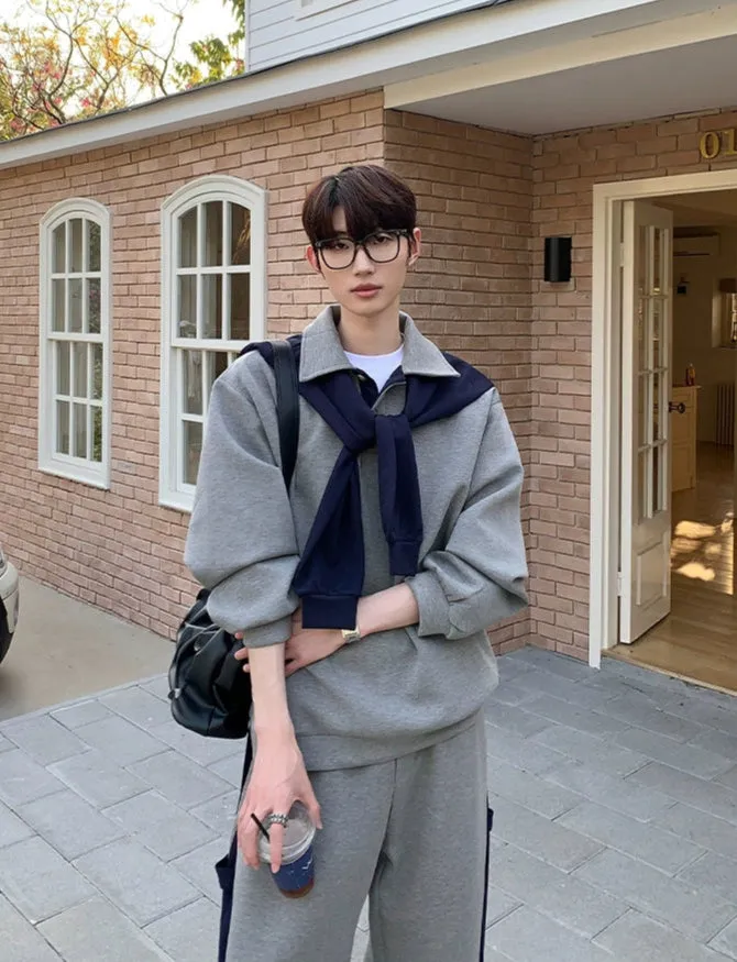 Cape Lapel Sweatshirt Suit with Pants