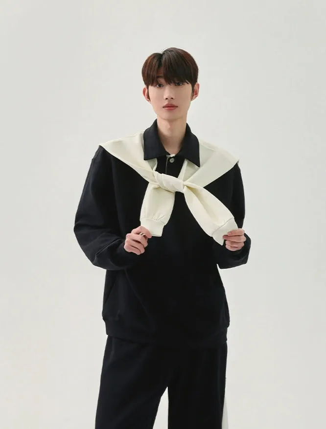 Cape Lapel Sweatshirt Suit with Pants