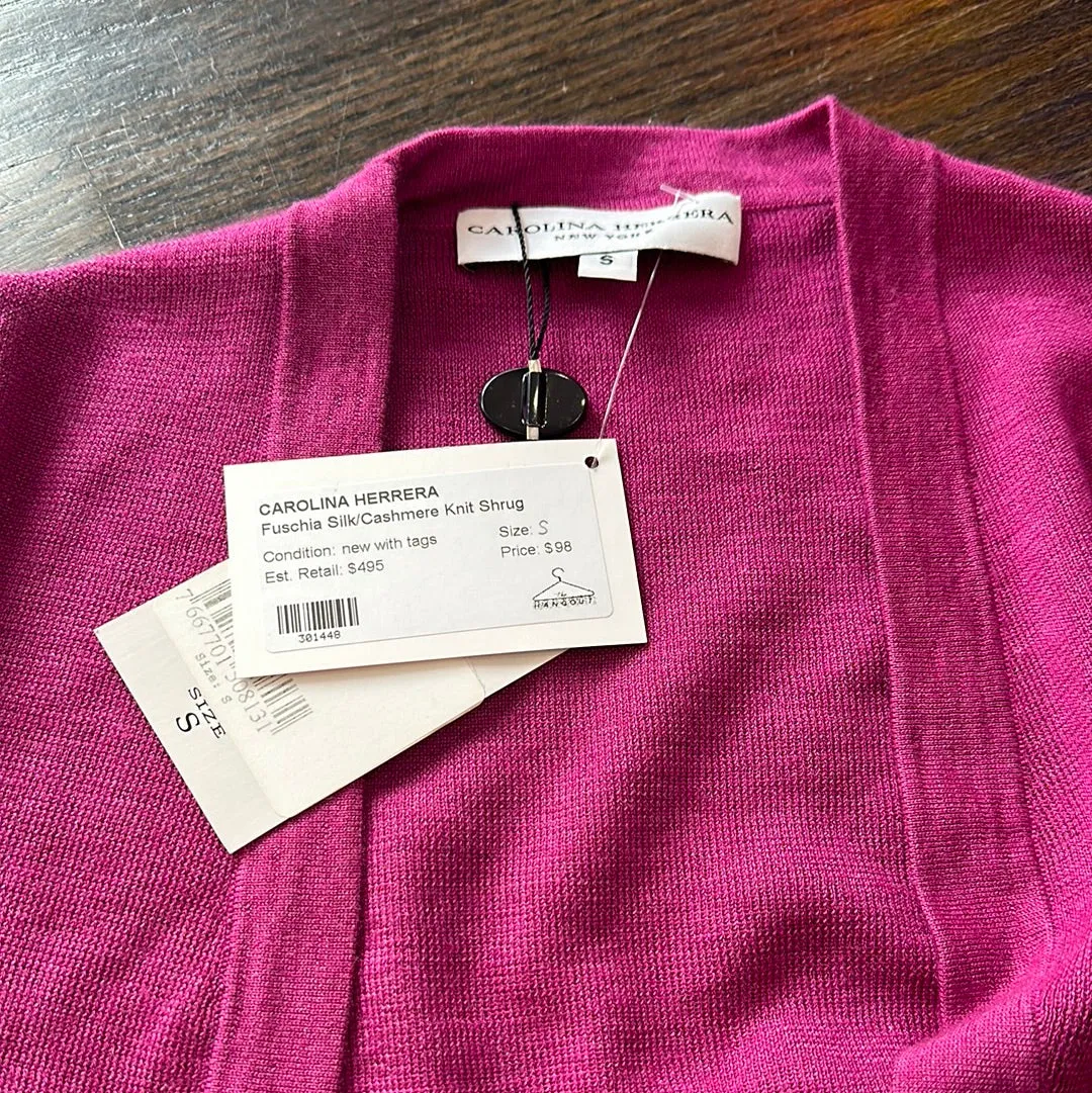 Carolina Herrera Fuschia Silk/Cashmere Knit Shrug