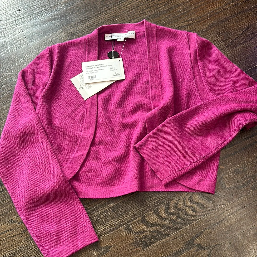 Carolina Herrera Fuschia Silk/Cashmere Knit Shrug