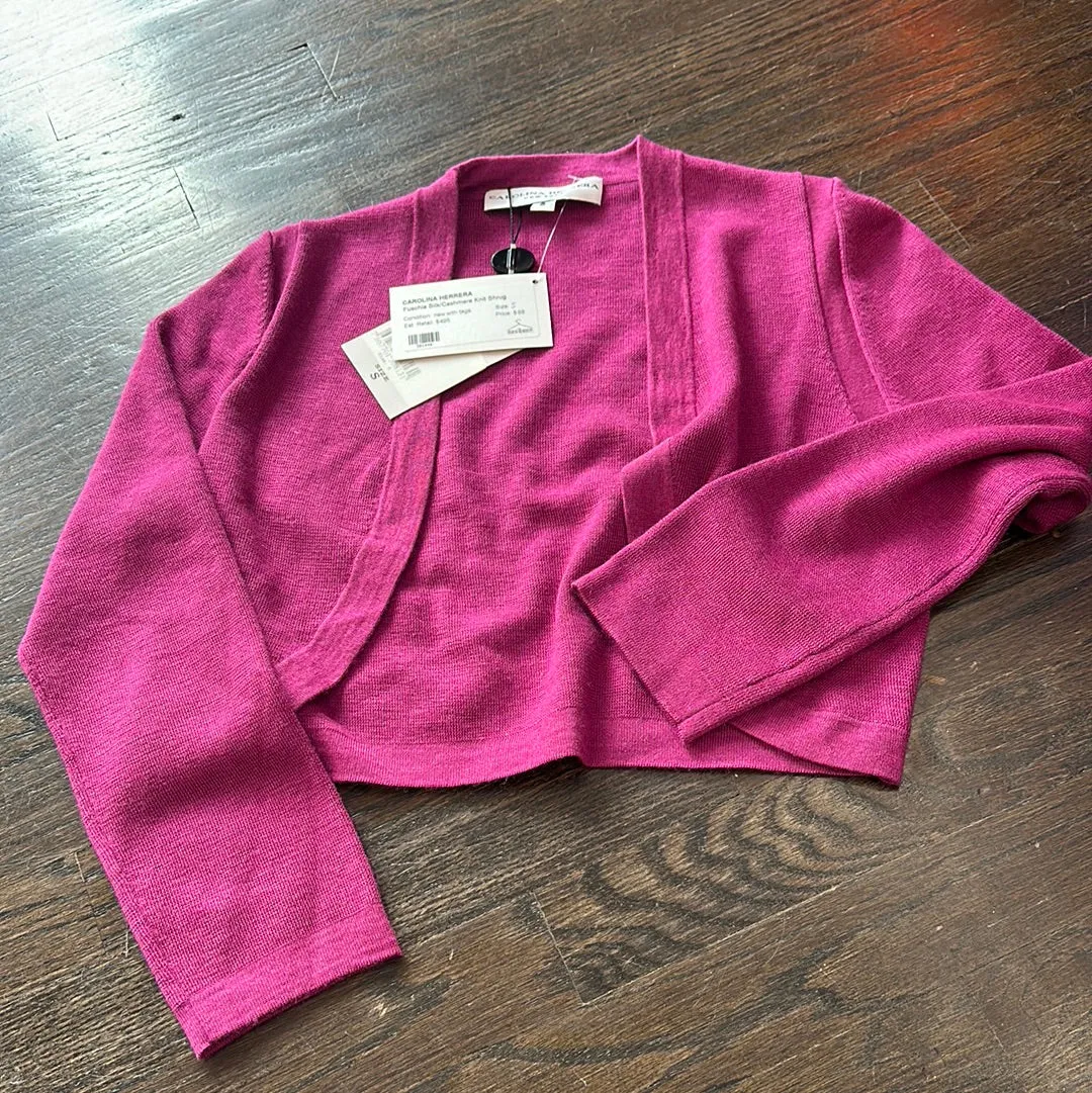 Carolina Herrera Fuschia Silk/Cashmere Knit Shrug