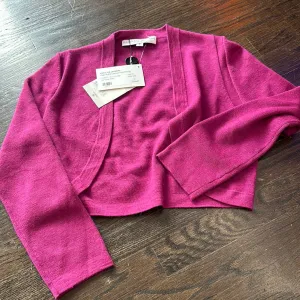Carolina Herrera Fuschia Silk/Cashmere Knit Shrug