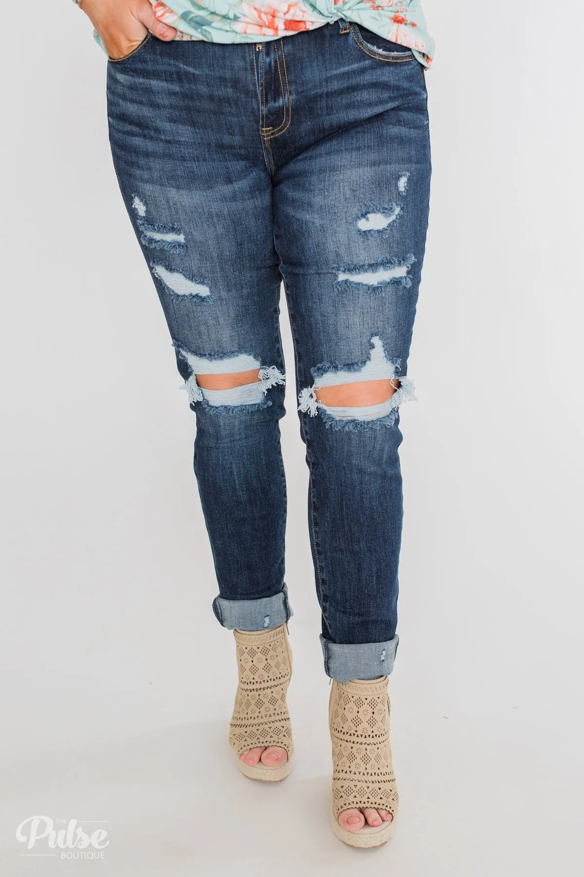 C'est Toi Distressed Ankle Cuff Skinnies- Polly Wash