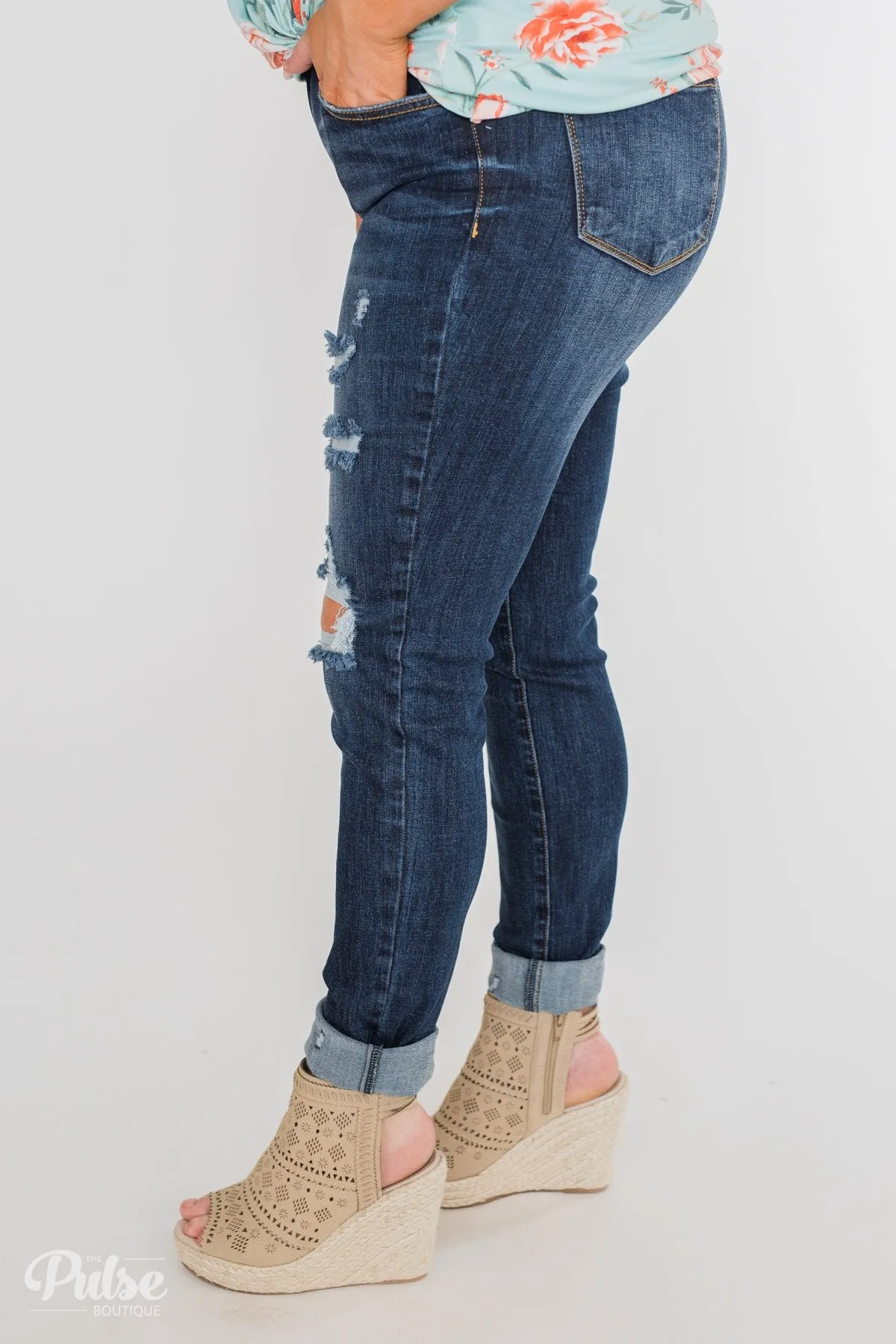 C'est Toi Distressed Ankle Cuff Skinnies- Polly Wash