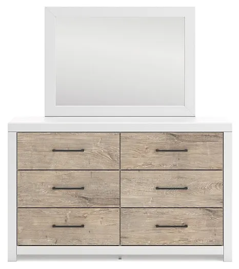 Charbitt Queen Panel Bed with Mirrored Dresser