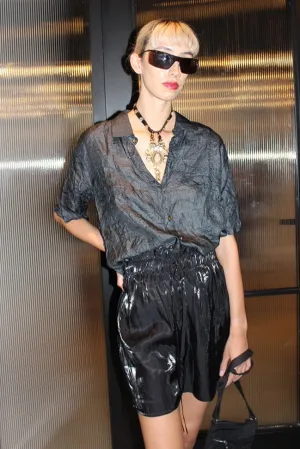 Charcoal Crushed Silk Shirt