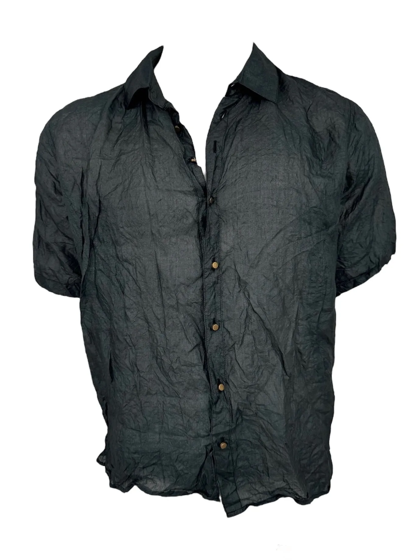 Charcoal Crushed Silk Shirt