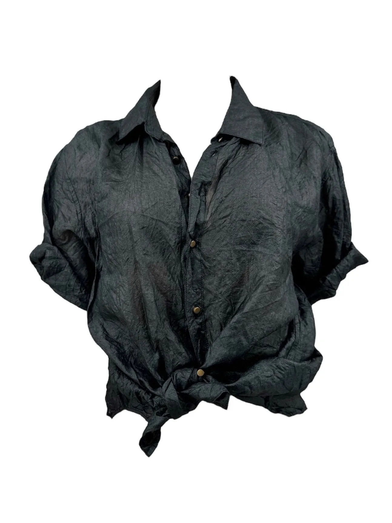 Charcoal Crushed Silk Shirt