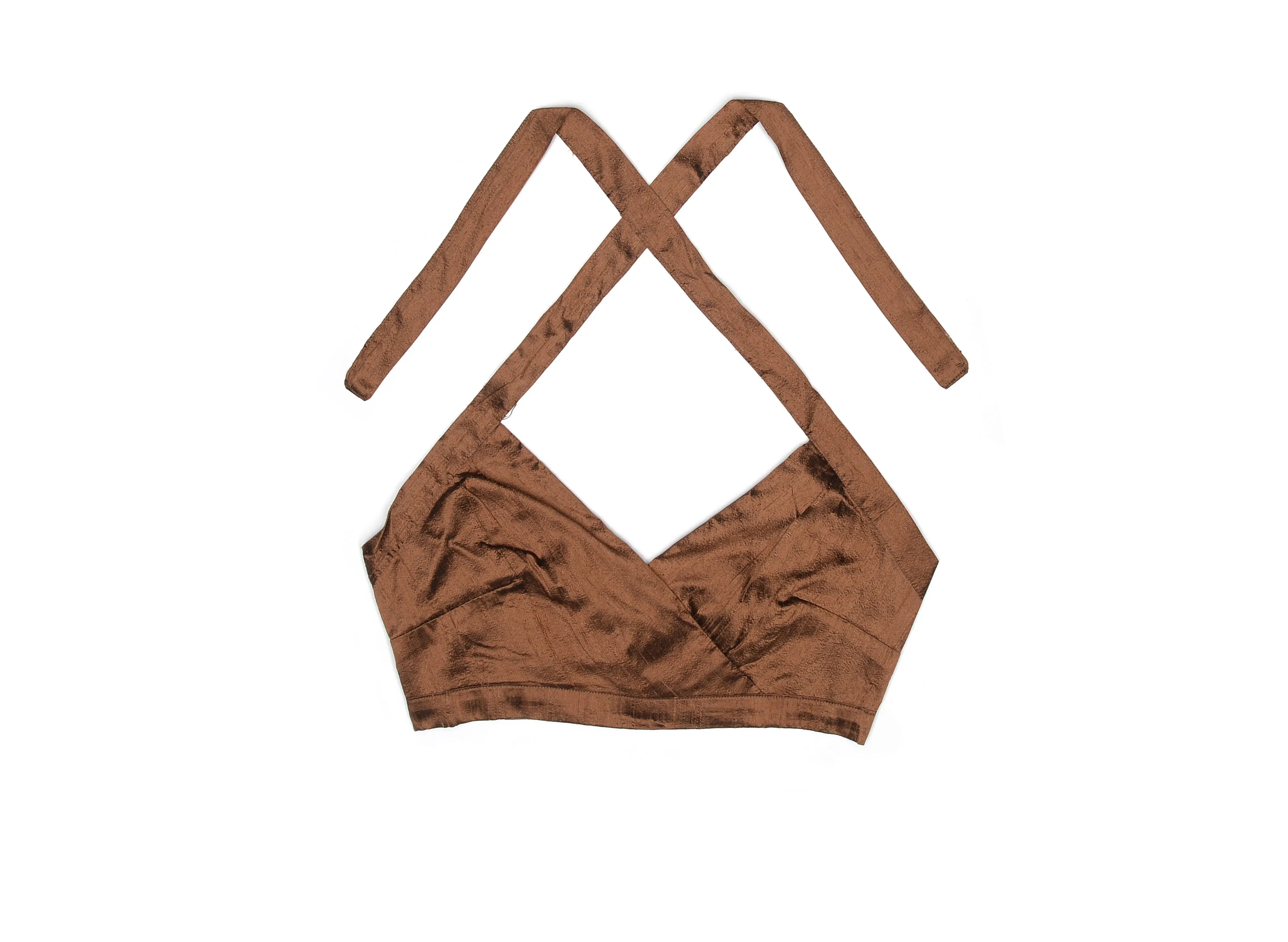 Chocolate Brown Silk Halter Top