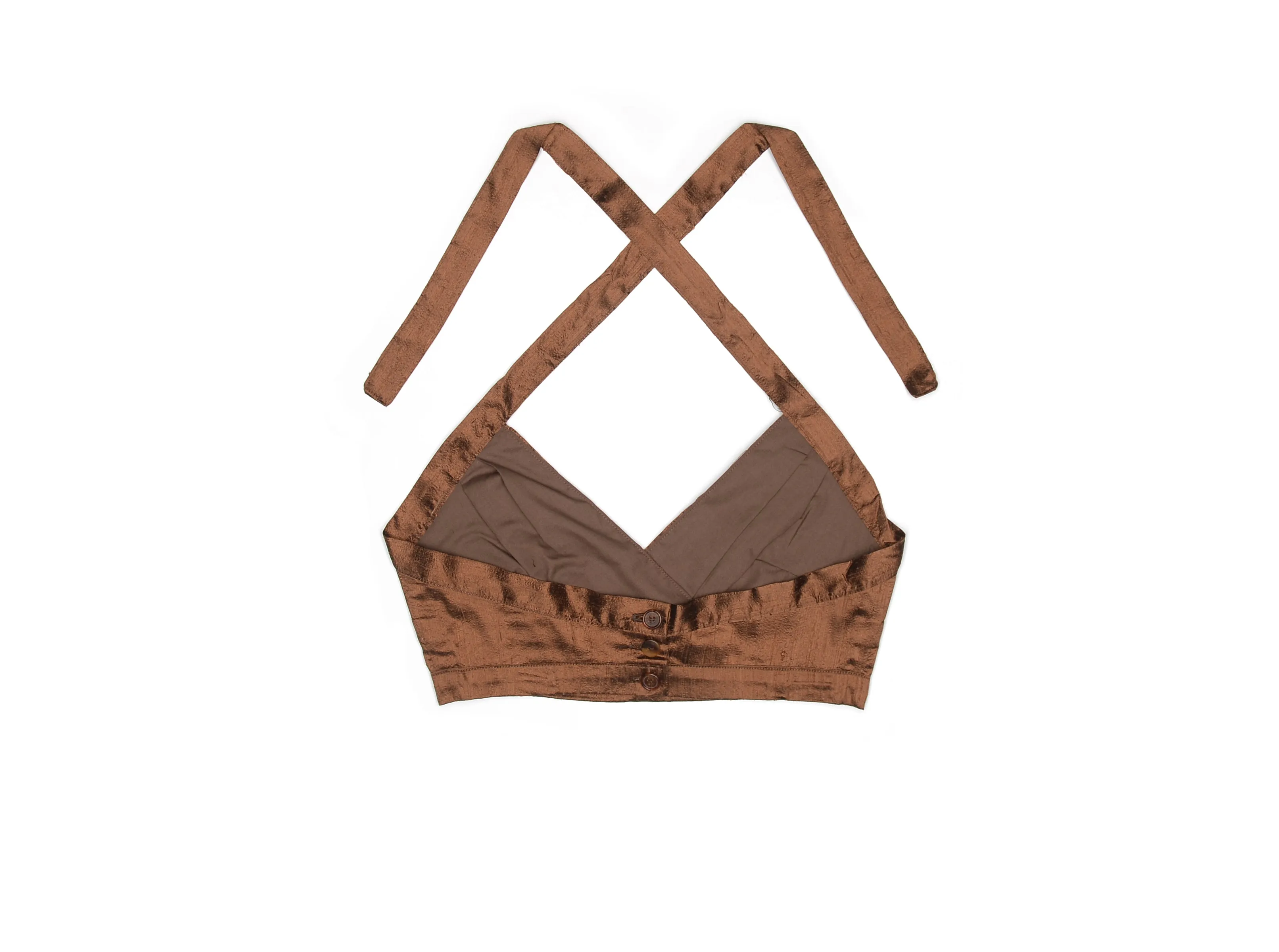 Chocolate Brown Silk Halter Top