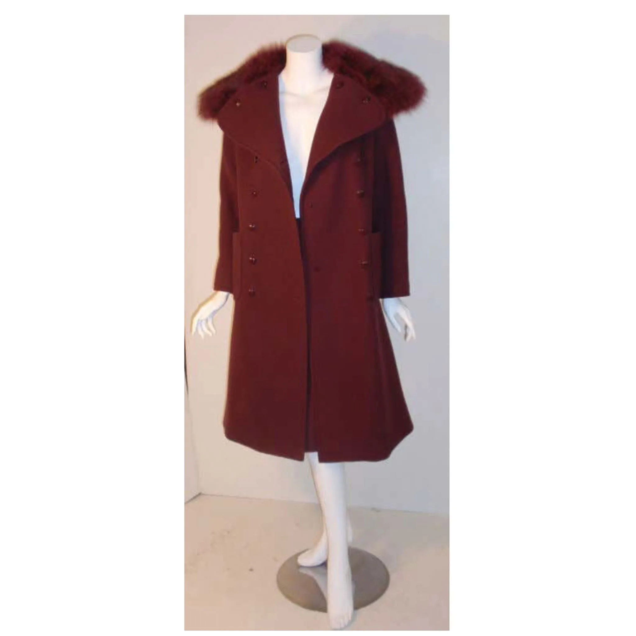 CHRISTIAN DIOR 1971 3 pc Burgundy Wool Coat Set