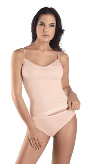 Cotton Seamless V-neck Camisole in Skin