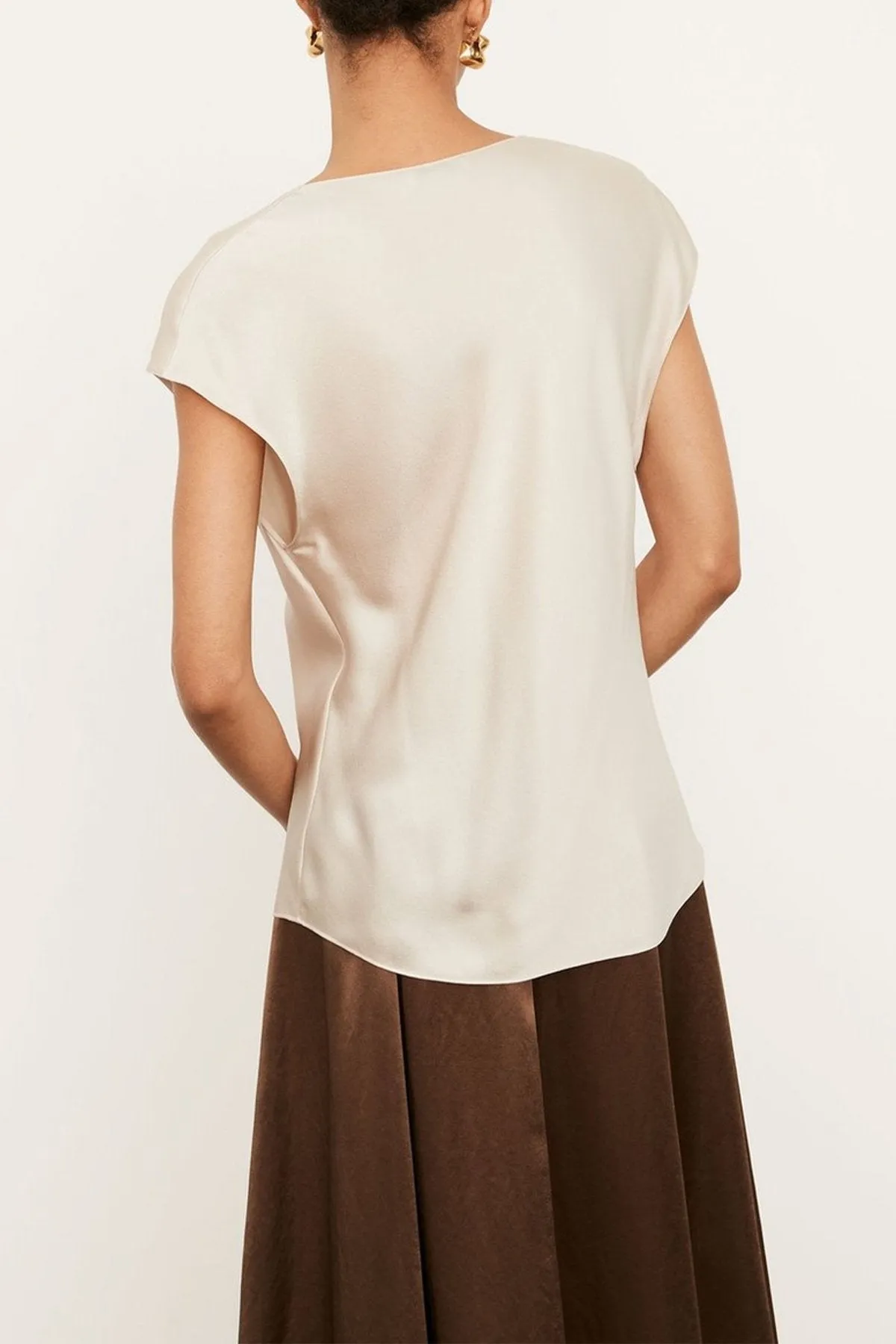 Cowl Neck Cap Sleeve Blouse in Fennel