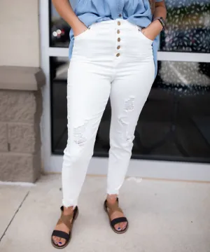 Crop it Like it's Hot White Jeans