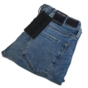 Dear John NWT Woman's Valley Blue Mid Rise Skinny Distressed Denim Jeans Size 26