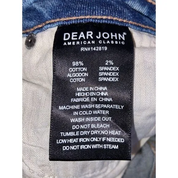 Dear John NWT Woman's Valley Blue Mid Rise Skinny Distressed Denim Jeans Size 26