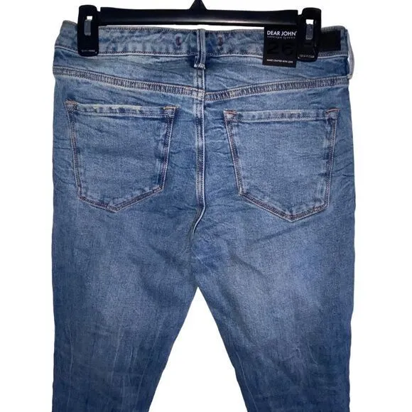 Dear John NWT Woman's Valley Blue Mid Rise Skinny Distressed Denim Jeans Size 26