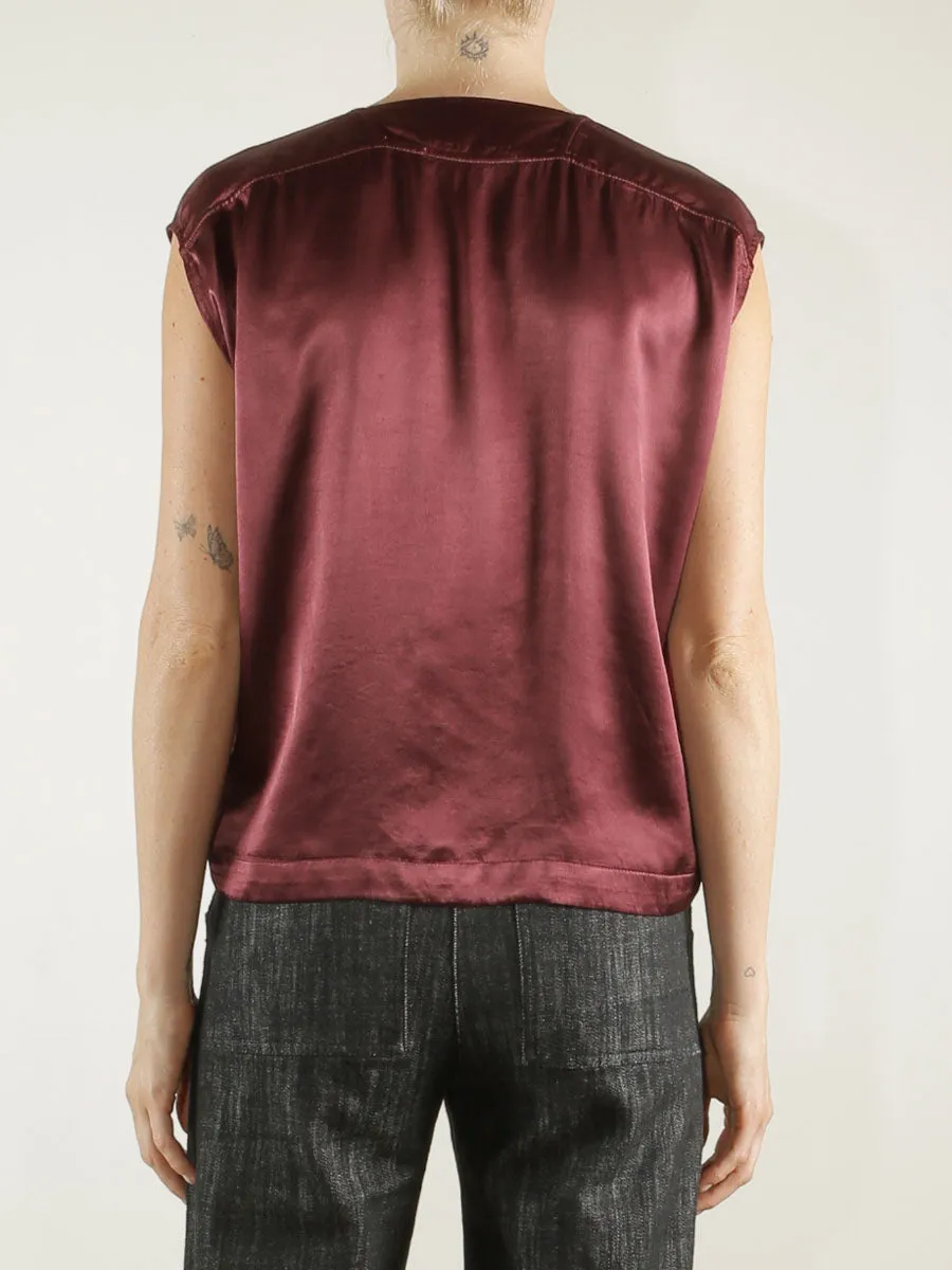 Delphine Cocoon Top in Vintage Satin - Fig