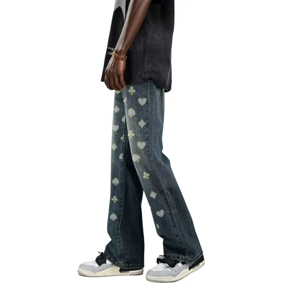 DF |Full Print Poker Art Jeans