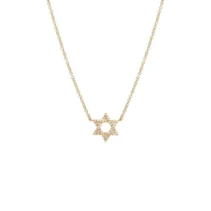 Diamond Pavé Star Of David Necklace 14K