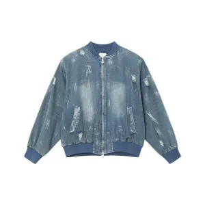 Distressed Denim Jacket Pants Set