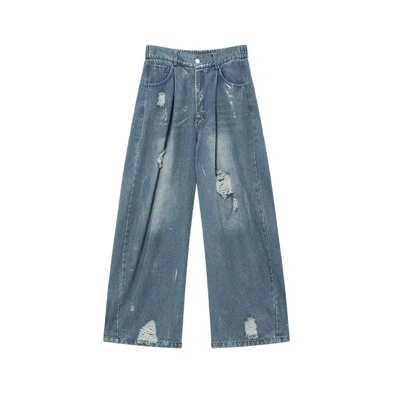 Distressed Denim Jacket Pants Set