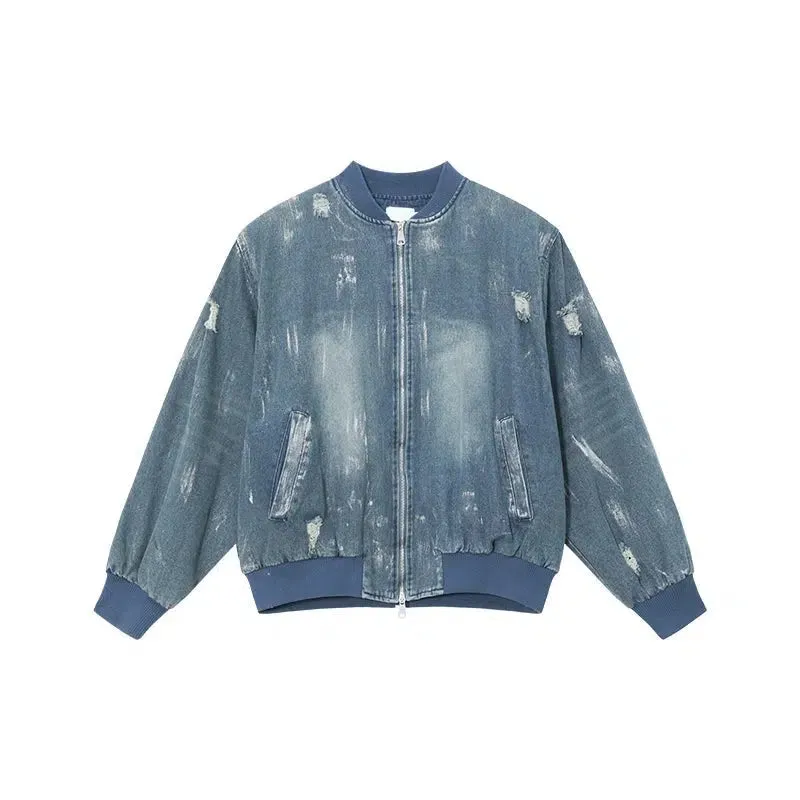Distressed Denim Jacket Pants Set