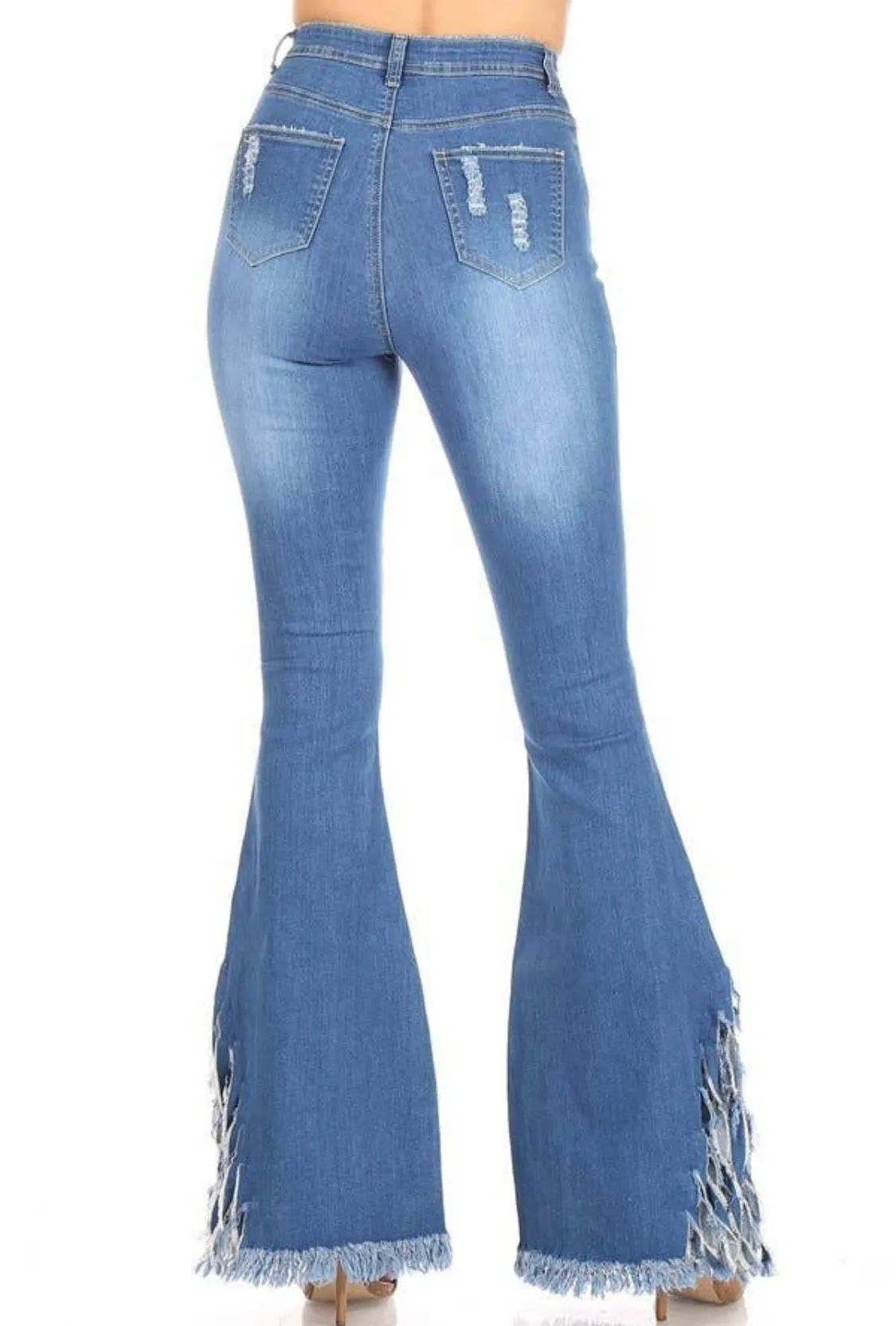 Distressed Fringe Bell Jeans