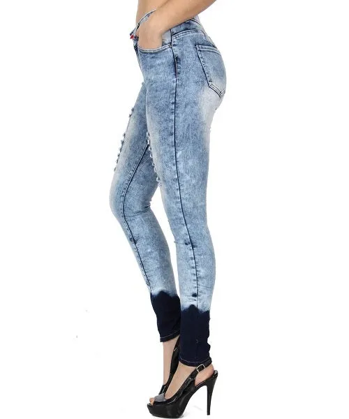 Distressed Ombre Skinny Jeans