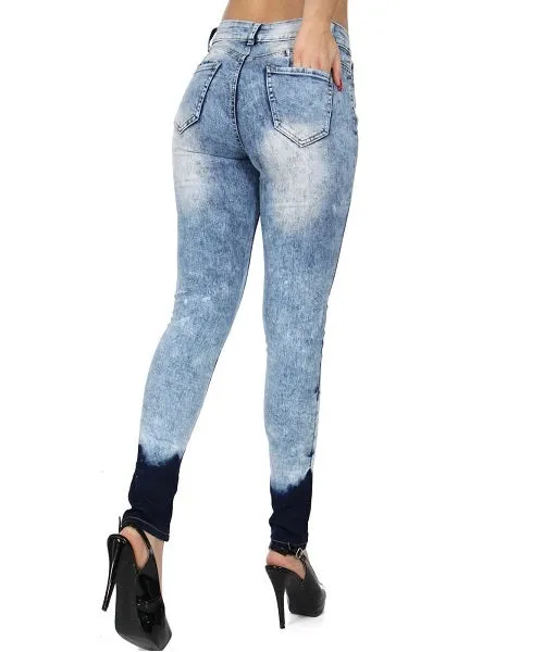 Distressed Ombre Skinny Jeans