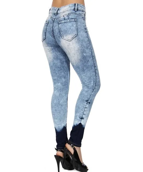 Distressed Ombre Skinny Jeans