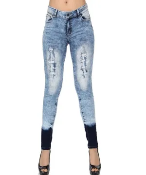 Distressed Ombre Skinny Jeans
