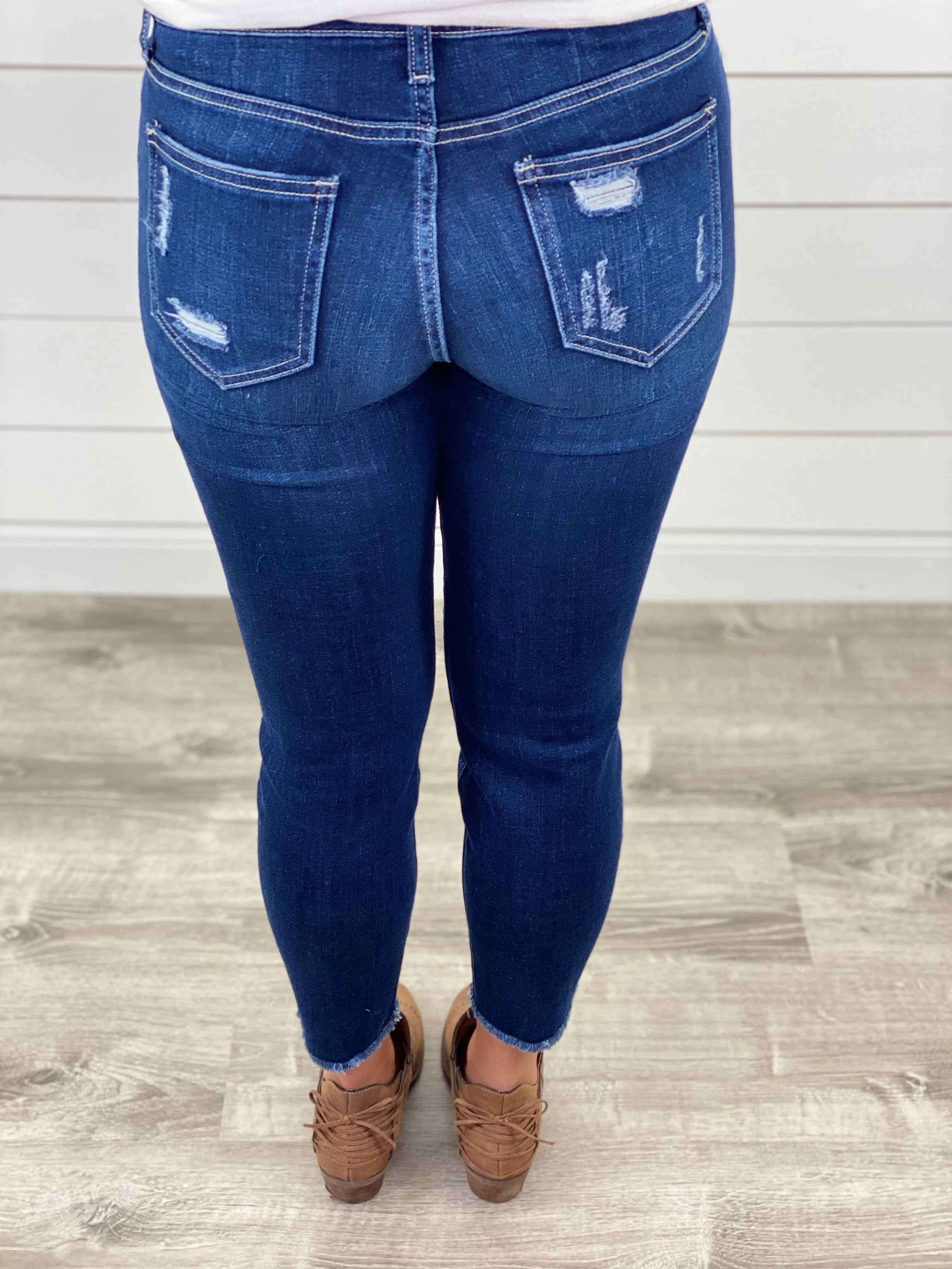 Distressed Out Jeans in Dark Wash