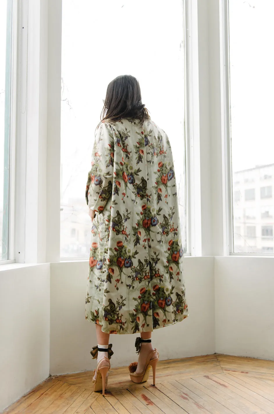 Documented 1957 Christian Dior Haute Couture Silk Monkey Print Coat
