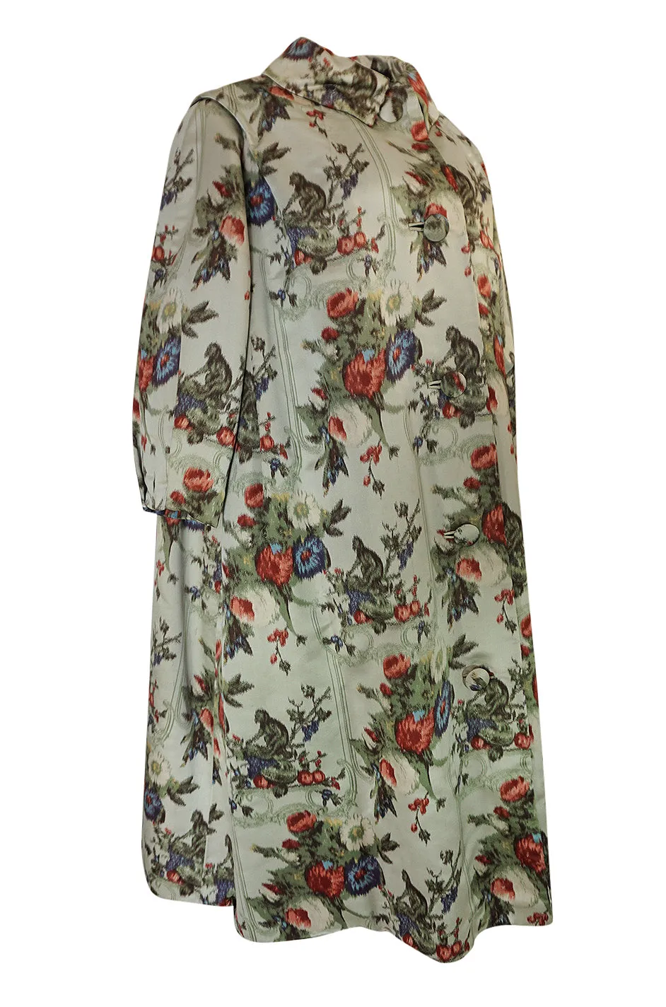 Documented 1957 Christian Dior Haute Couture Silk Monkey Print Coat
