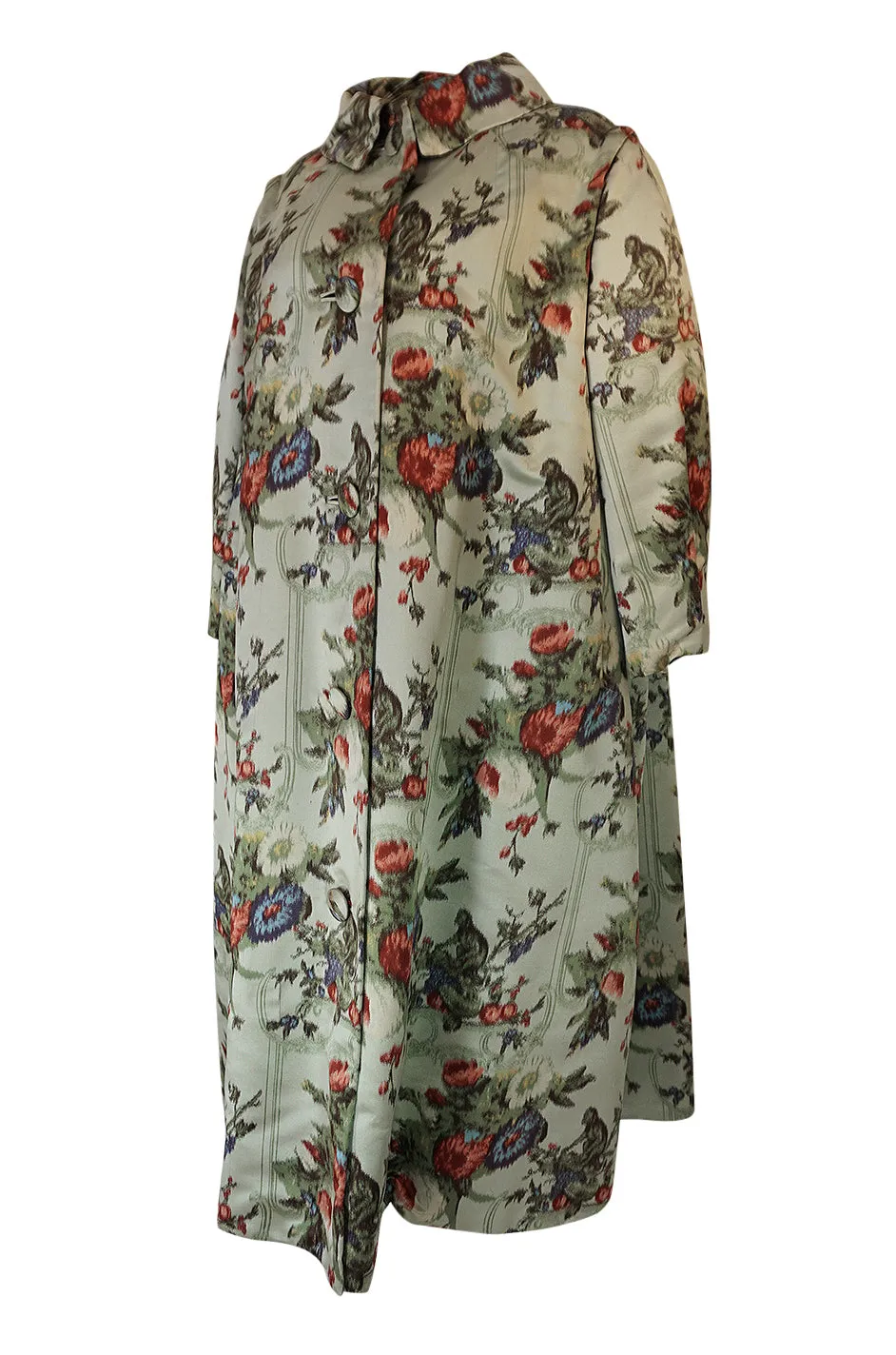Documented 1957 Christian Dior Haute Couture Silk Monkey Print Coat