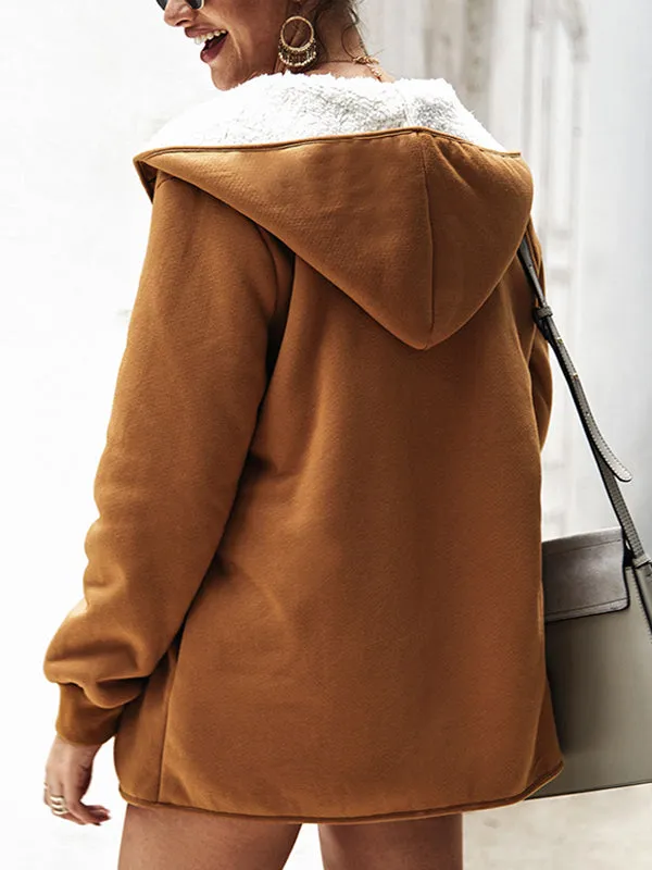 Double-faced Velvet Net Color Hooded Sweater Coat Female