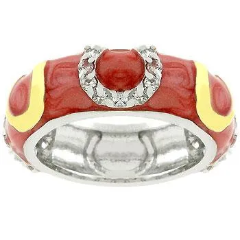 Double Pink Enamel Horseshoe Ring