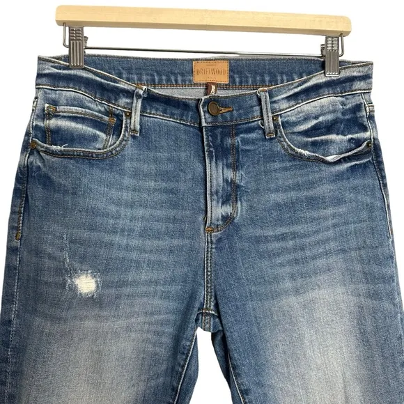 Driftwood Candace Cropped Distressed Raw Hem Jeans