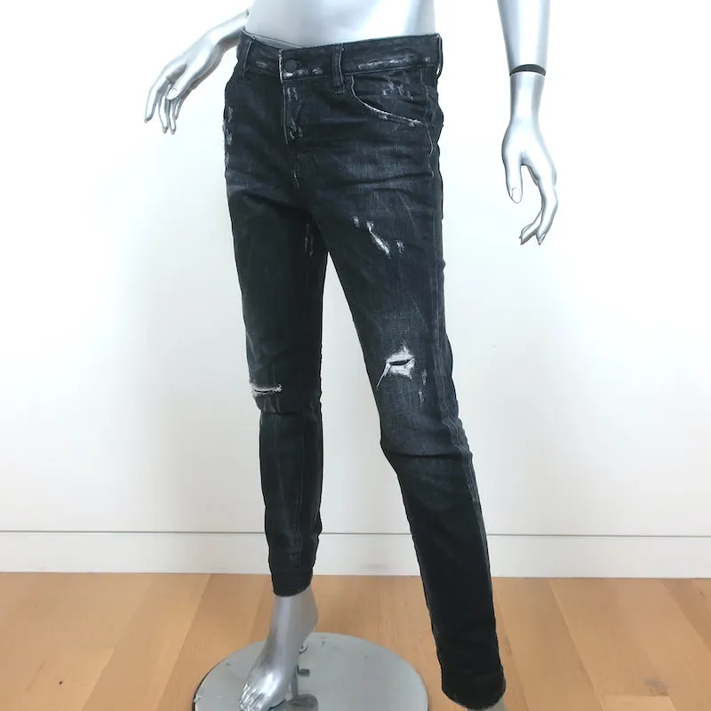 Dsquared2 Distressed Jeans Black Stretch Denim Size 38