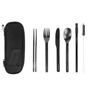 EcoVessel Wanderware 6-Piece, Reusable Stainless Steel Utensil Set with Travel Pouch