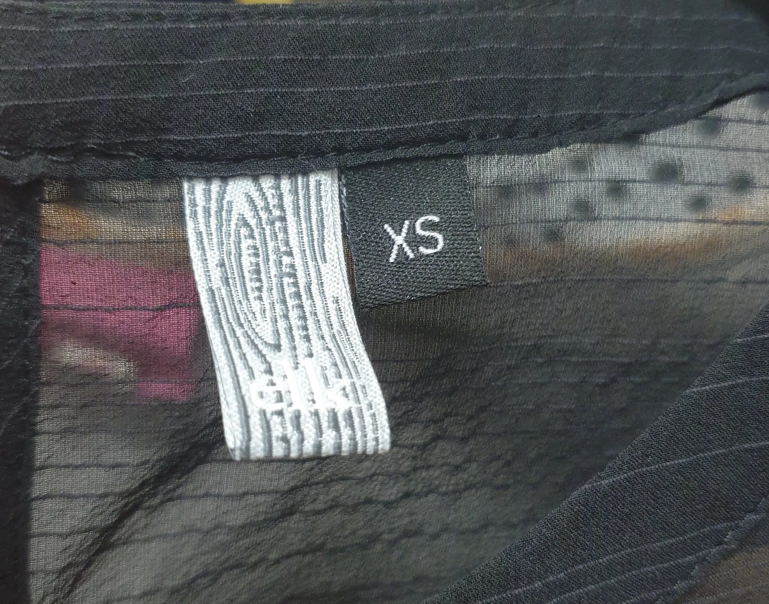 Elk black semi-sheer majority silk top with subtle horizontal stripes size XS, best fits size 6