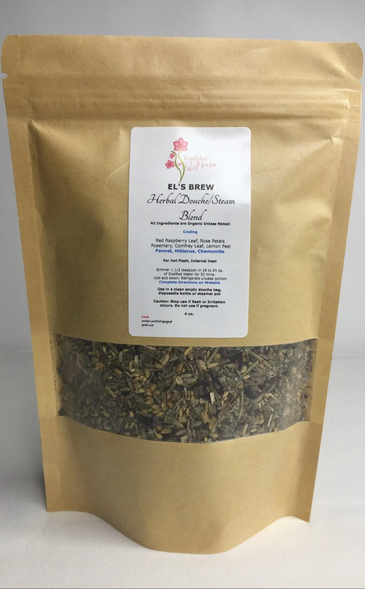 EL'S BREW- Organic Herbal Steam/Douche Blend, Handcrafted COOLING USE, 4oz.