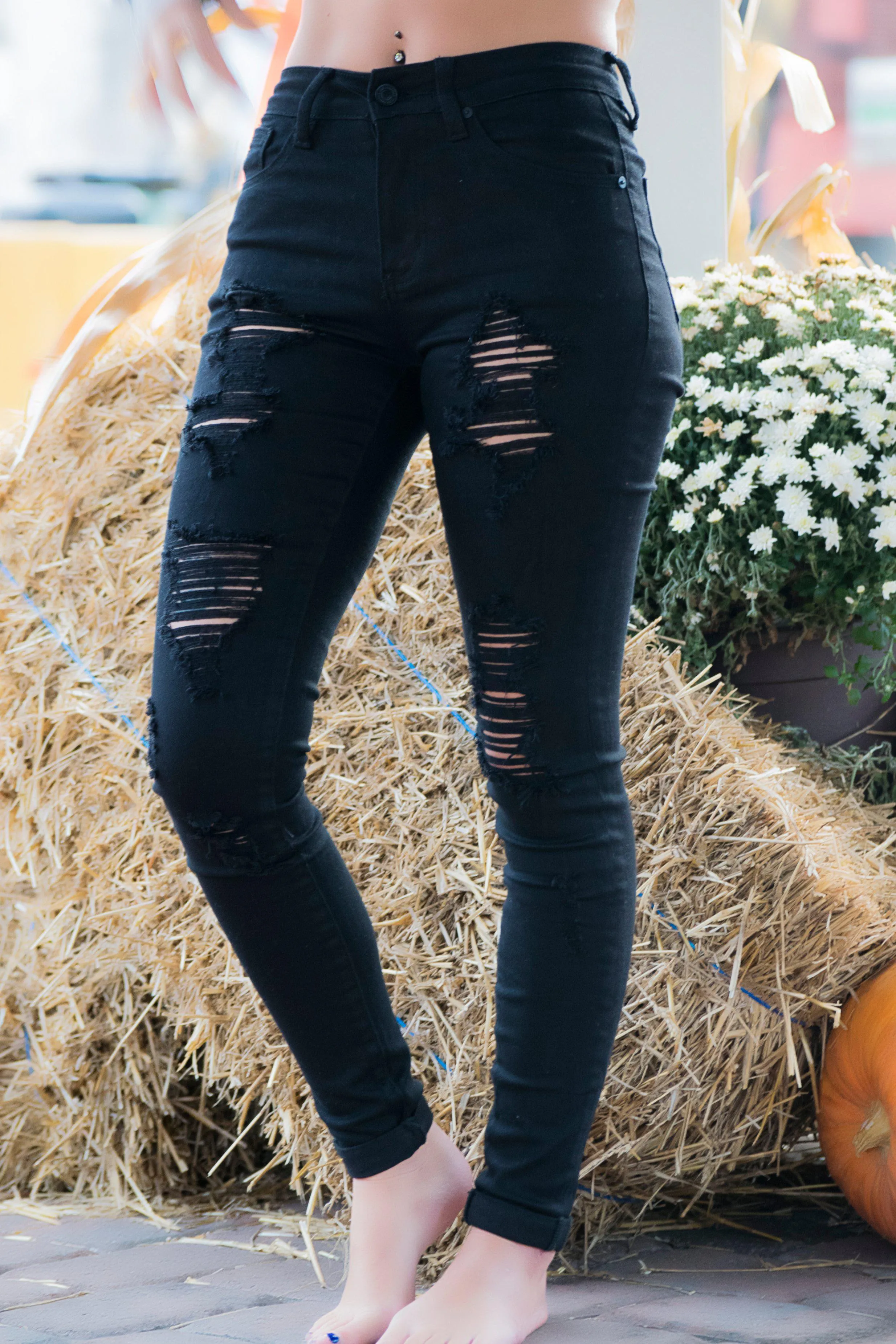 Emberly High Rise KanCan Black Distressed Jeans