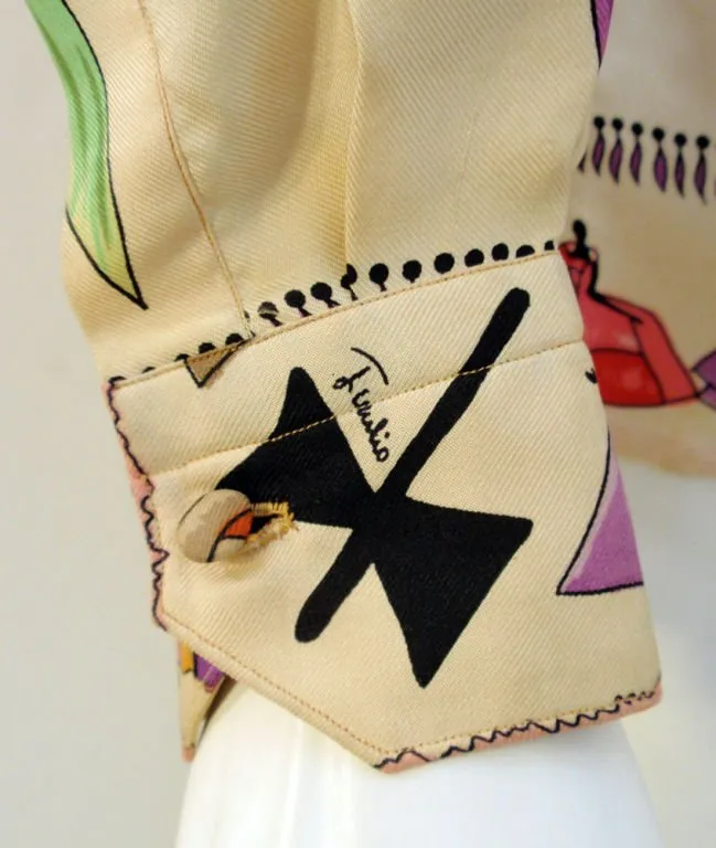 EMILIO PUCCI 1960s Silk Blouse Ladies & Ribbon Print