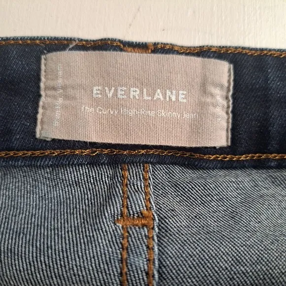 Everlane Curvy High Rise Skinny Jeans Women's Size 34 Dark Wash Denim Stretch