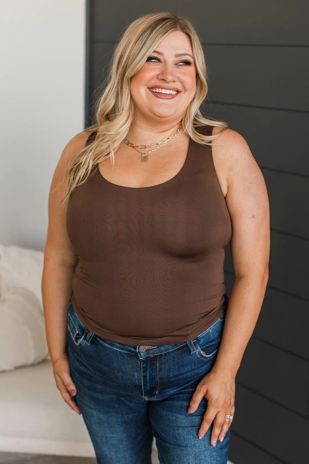 Everything Changes Tank Top- Dark Brown