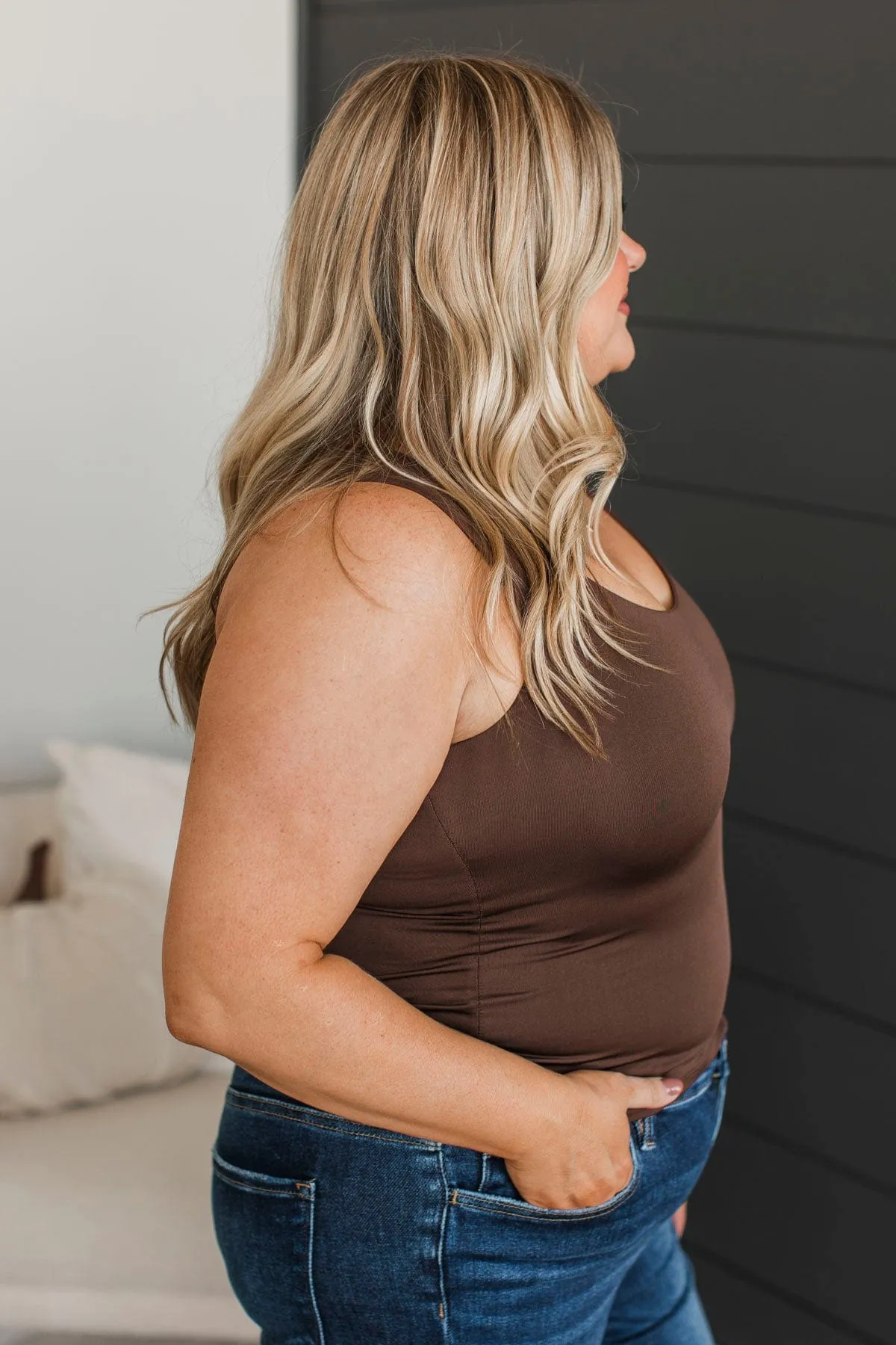 Everything Changes Tank Top- Dark Brown