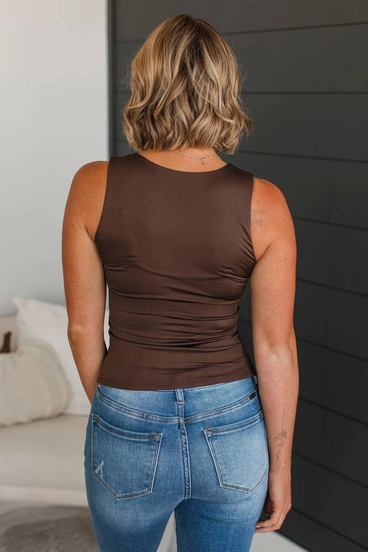 Everything Changes Tank Top- Dark Brown